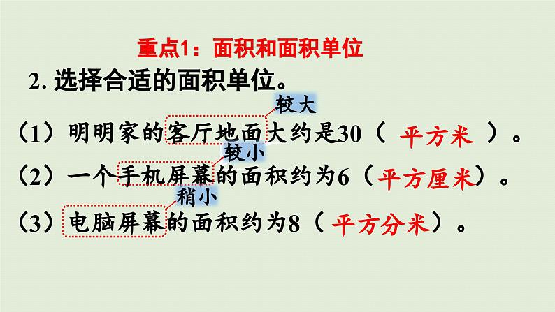 2025春数学苏教版三年级下册第十单元第四课时长方形和正方形的面积课件第4页