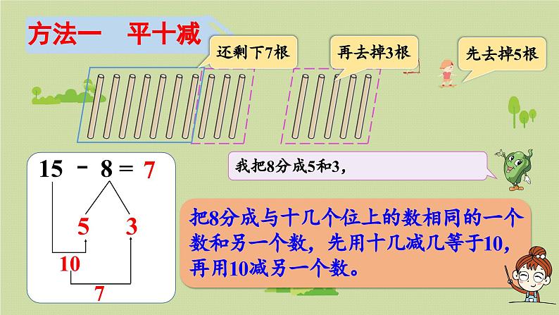 2025春苏教版数学一年级下册第1单元20以内的退位减法第4课时十几减8,7课件第7页