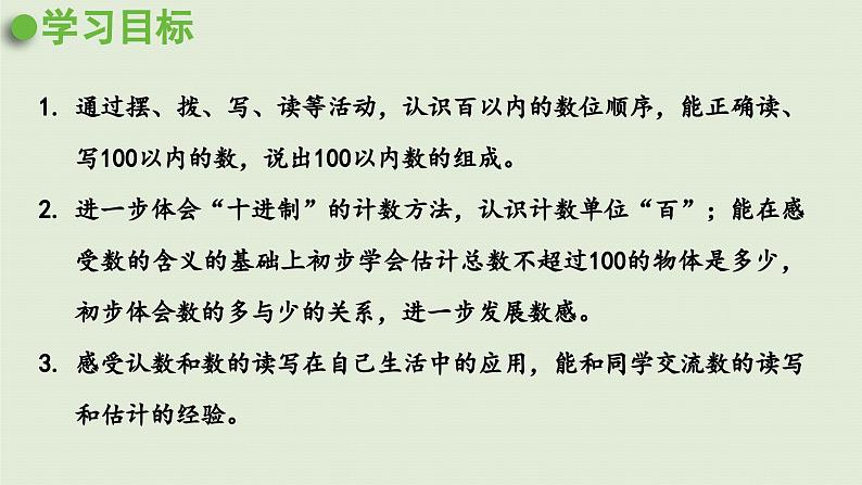 2025春苏教版数学一年级下册第3单元认识100以内的数第2课时写数读数课件第2页