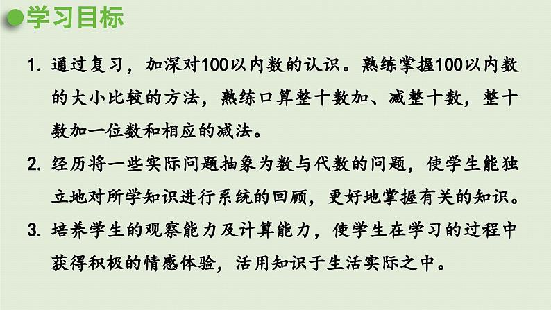 2025春苏教版数学一年级下册第3单元认识100以内的数第9课时复习课件第2页