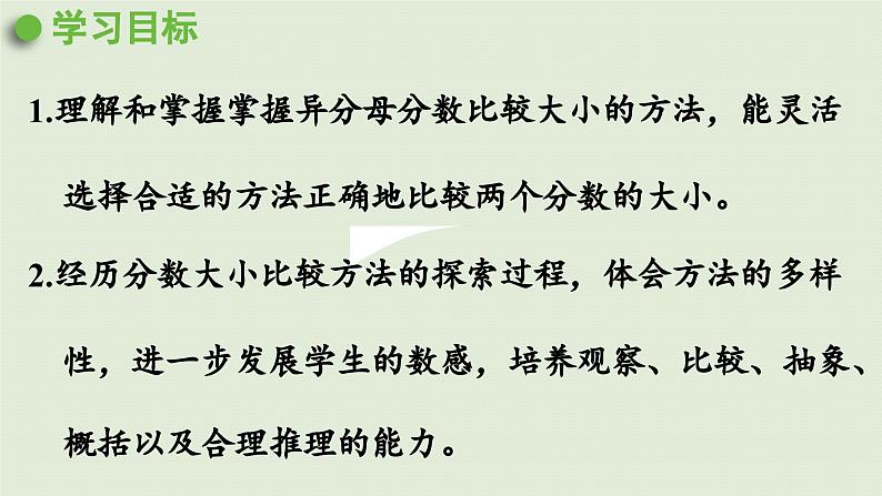 2025春苏教版数学五年级下册第四单元 第十课时  分数的大小比较课件第2页