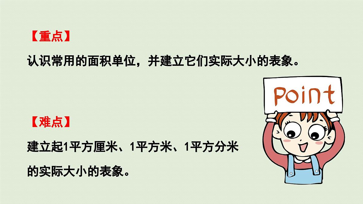2025春数学苏教版三年级下册第六单元第二课时认识面积单位课件第3页