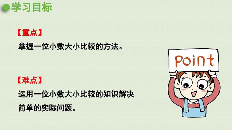 2025春数学苏教版三年级下册第八单元第二课时小数的大小比较课件第3页