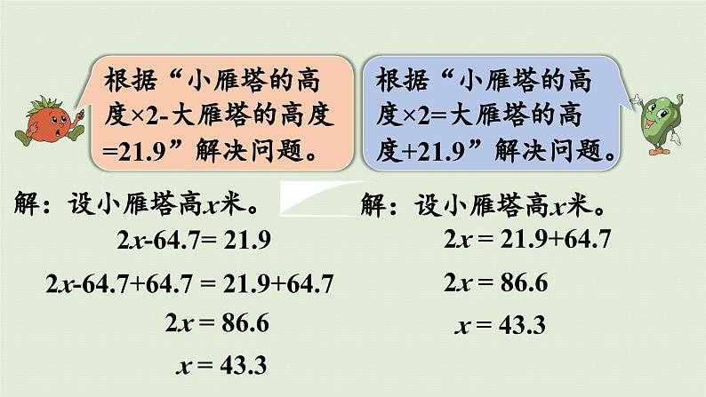 2025春苏教版数学五年级下册第一单元 第五课时  列方程解决实际问题（2）课件第8页