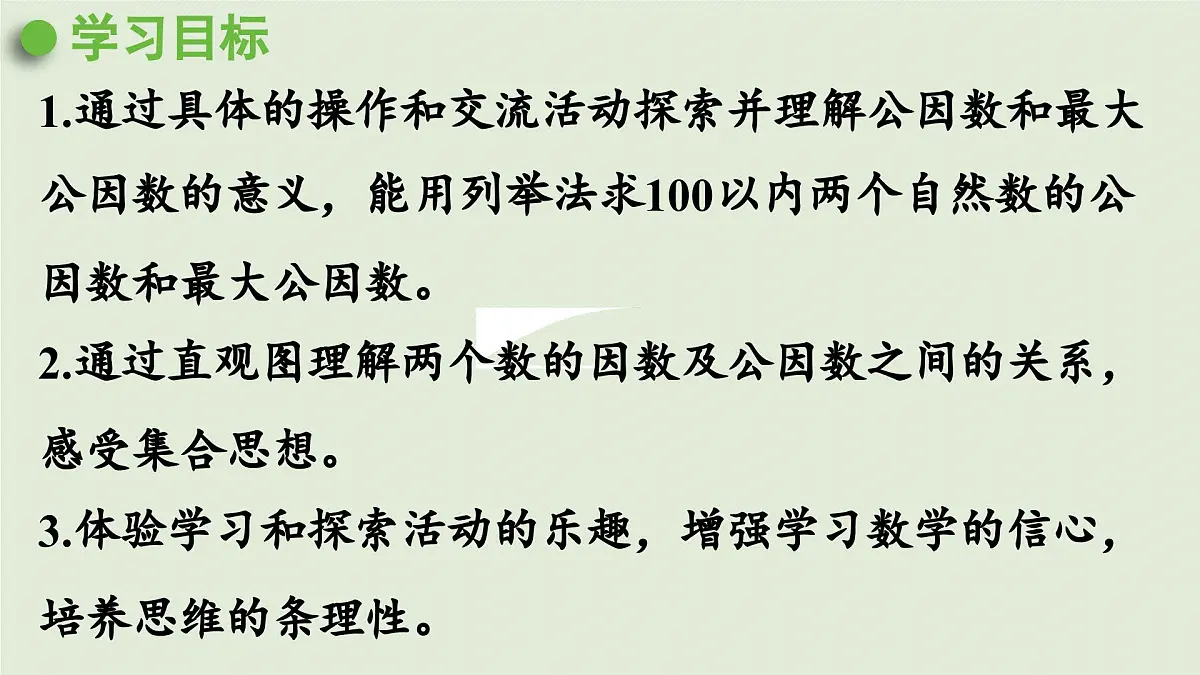 2025春苏教版数学五年级下册第三单元 第六课时 公因数和最大公因数课件第2页