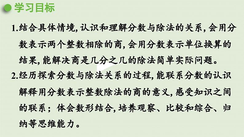 2025春苏教版数学五年级下册第四单元 第二课时  分数和除法的关系课件第2页