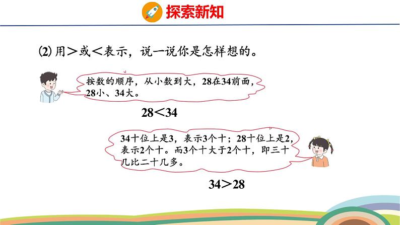 冀教版一年级数学下册课件 3.1 第5课时 100以内数的大小比较第7页