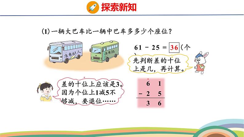 冀教版一年级数学下册课件 4.2 第3课时  两位数减两位数（估计差的十位上是几）第6页