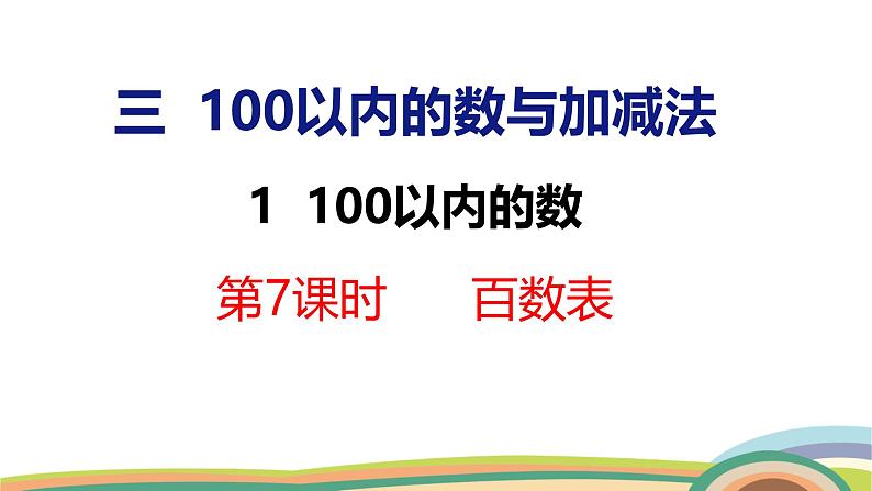 冀教版一年级数学下册课件 3.1 第7课时 百数表第1页