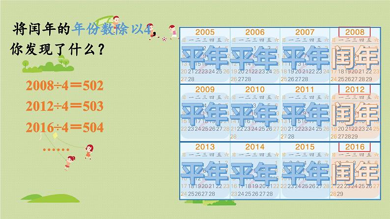 2025春数学苏教版三年级下册第五单元第二课时认识平年、闰年课件第5页