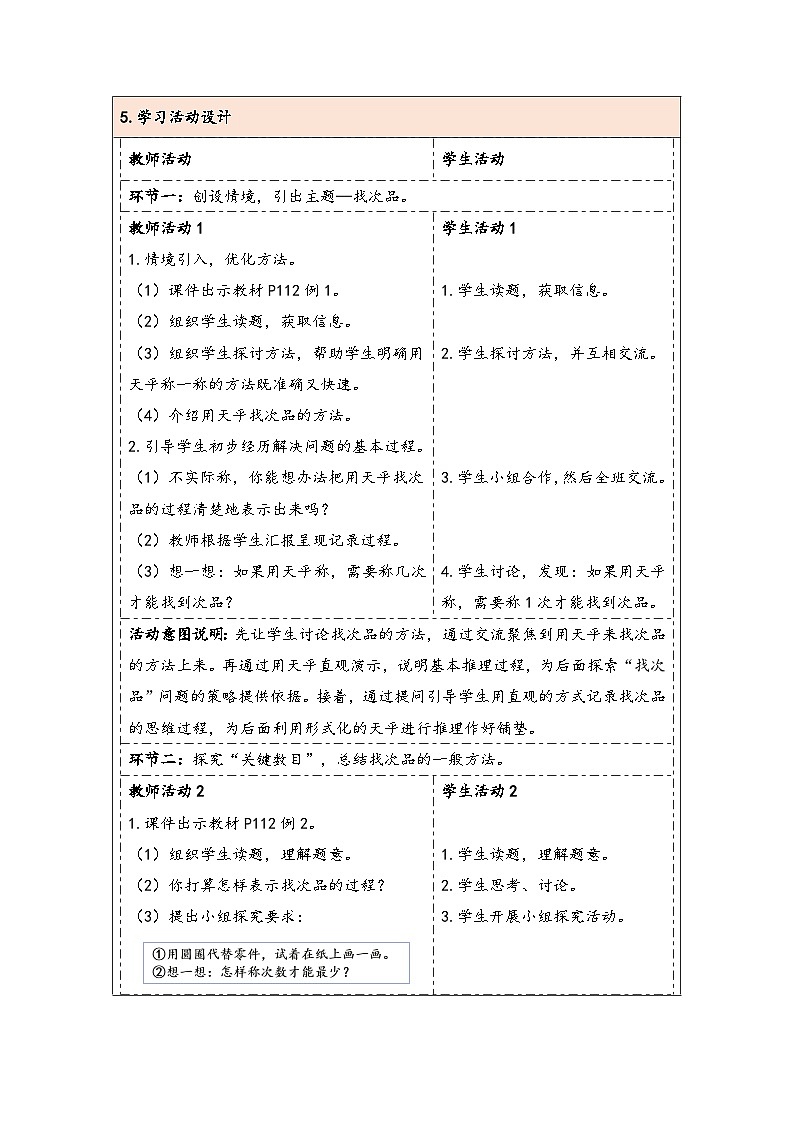 人教版（2024）五年级数学下册第8单元第1课时  找次品教学设计第2页