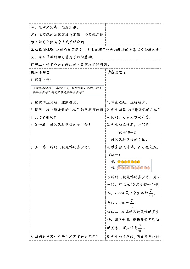 人教版（2024）五年级数学下册第4单元第3课时  分数与除法（2）教学设计第2页