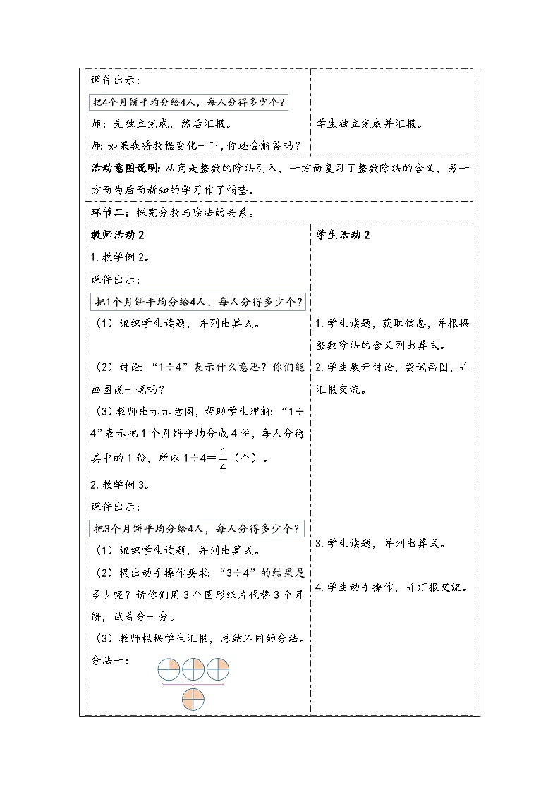 人教版（2024）五年级数学下册第4单元第2课时  分数与除法（1）教学设计第2页