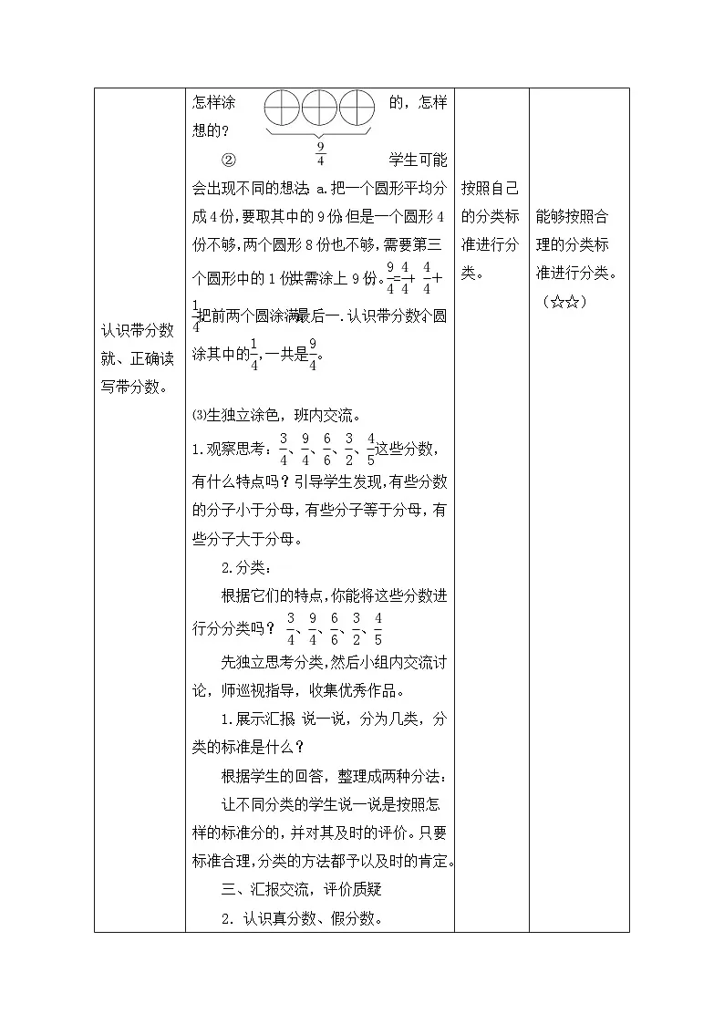 第二单元校园艺术节第2课时真分数、假分数、带分数 -教学设计-2024-2025年度五年级青岛版下册第3页