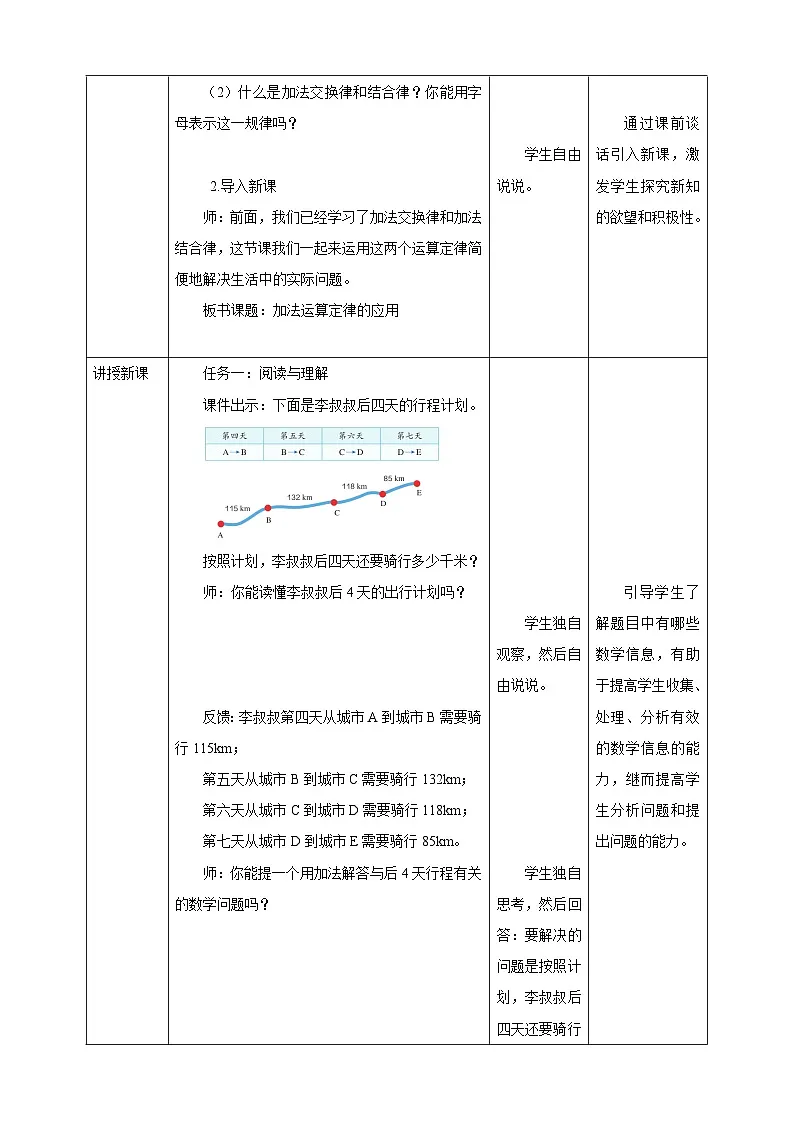 人教版四下3.3《加法运算定律的应用》（教案）第2页