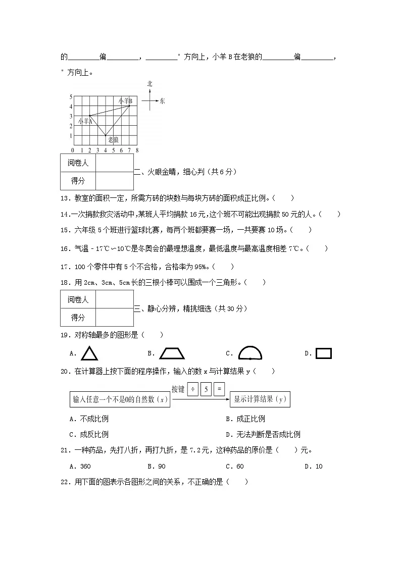 2022年广东省深圳市坪山区小升初真题数学试卷及答案第2页