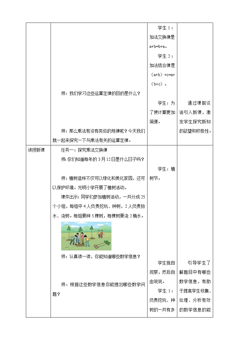 人教版四下3.5《乘法交换律和乘法结合律》（教案）第3页