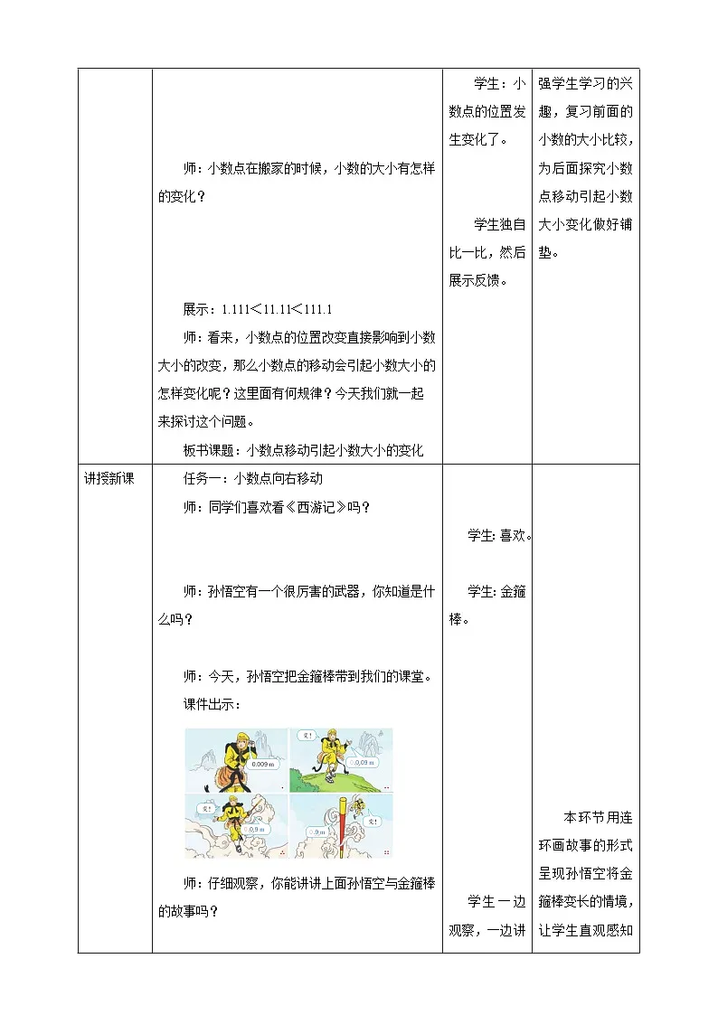 人教版四下4.6《小数点移动引起小数大小的变化》（教案）第2页