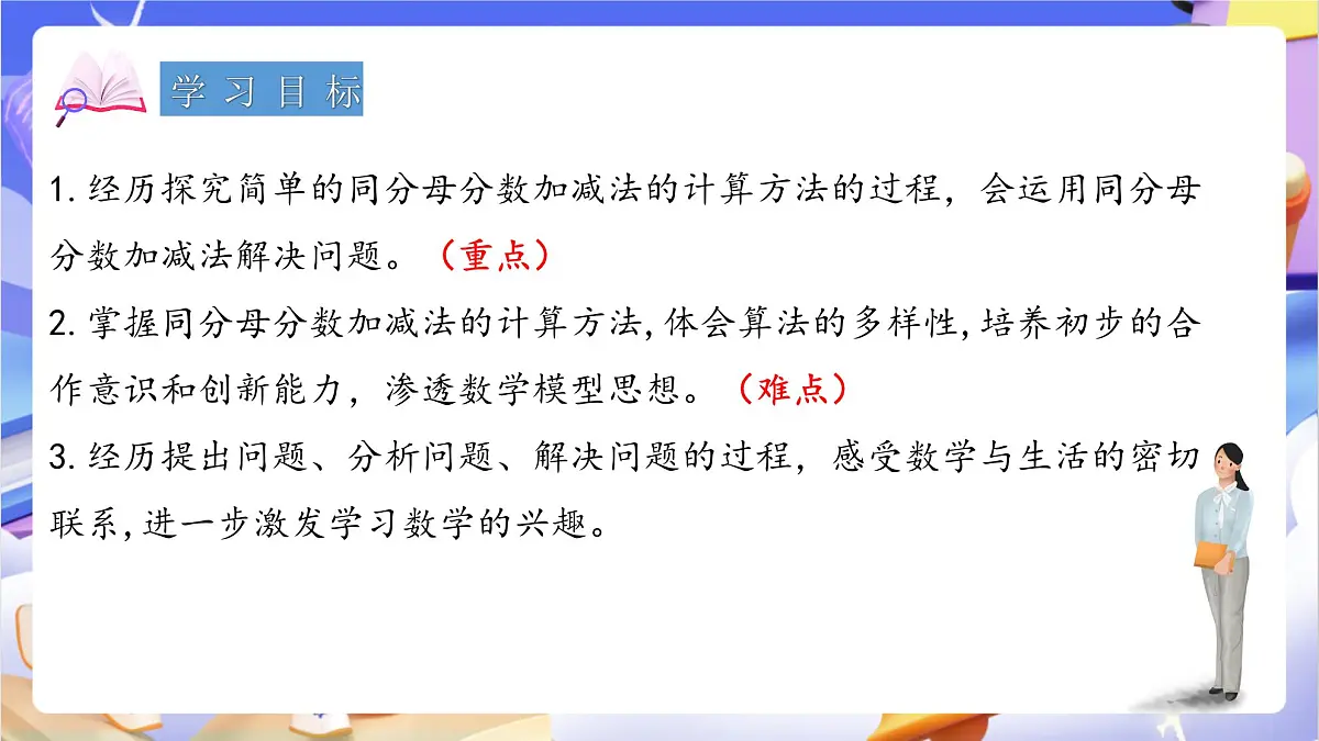 青岛版（2024）数学三上9.3 《同分母分数加减》 课件第2页