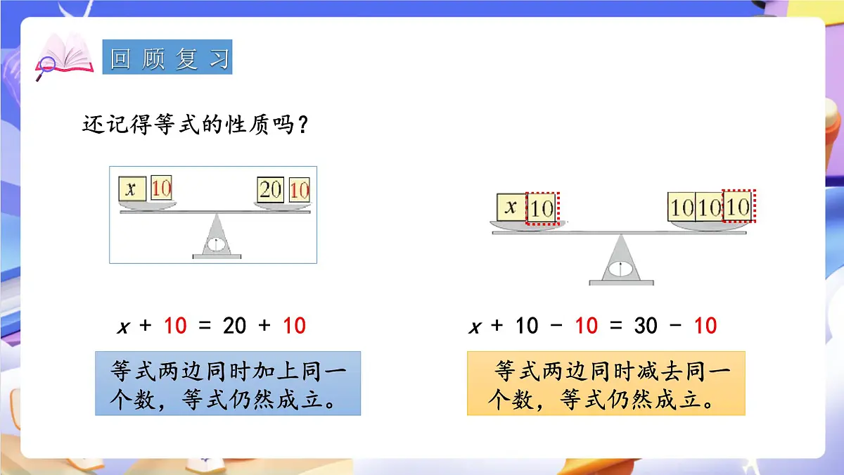 青岛版（2024）数学五上 4.3 《等式的性质与解方程（二）》 课件第3页
