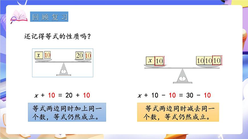 青岛版（2024）数学五上 4.3 《等式的性质与解方程（二）》 课件第3页
