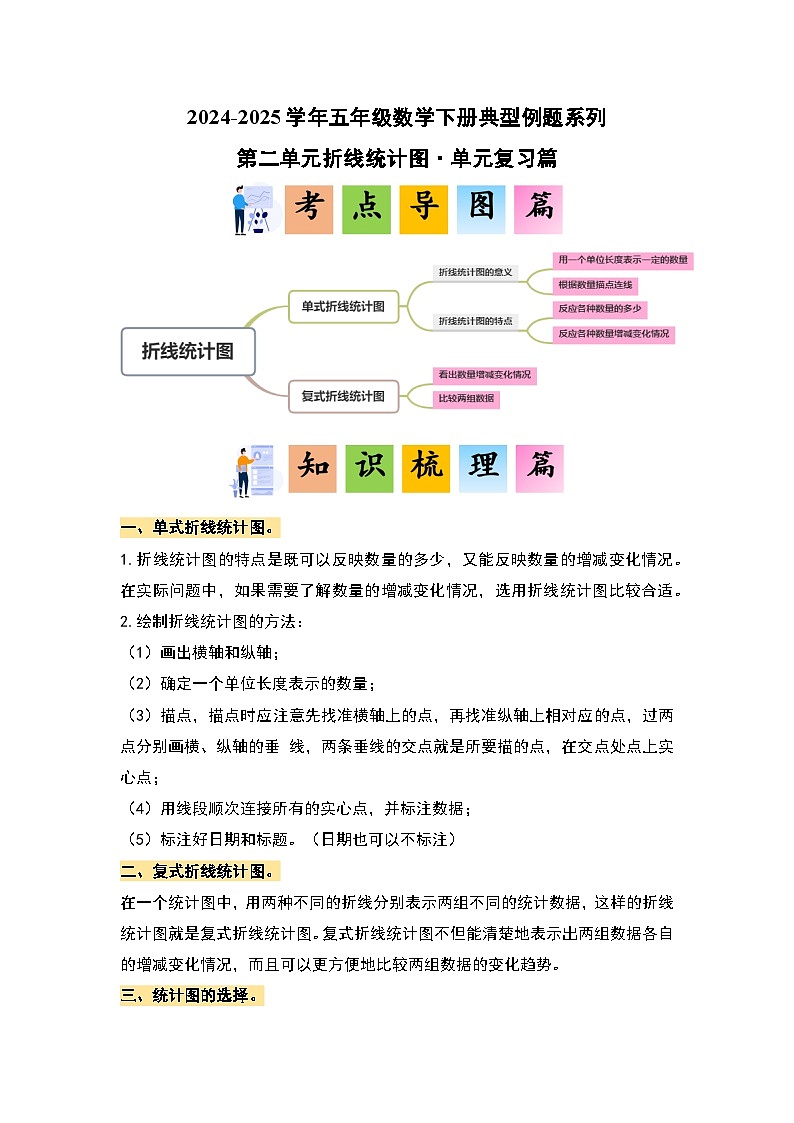 苏教版五年级数学下册典型例题第二单元折线统计图·单元复习篇(原卷版+解析)第2页