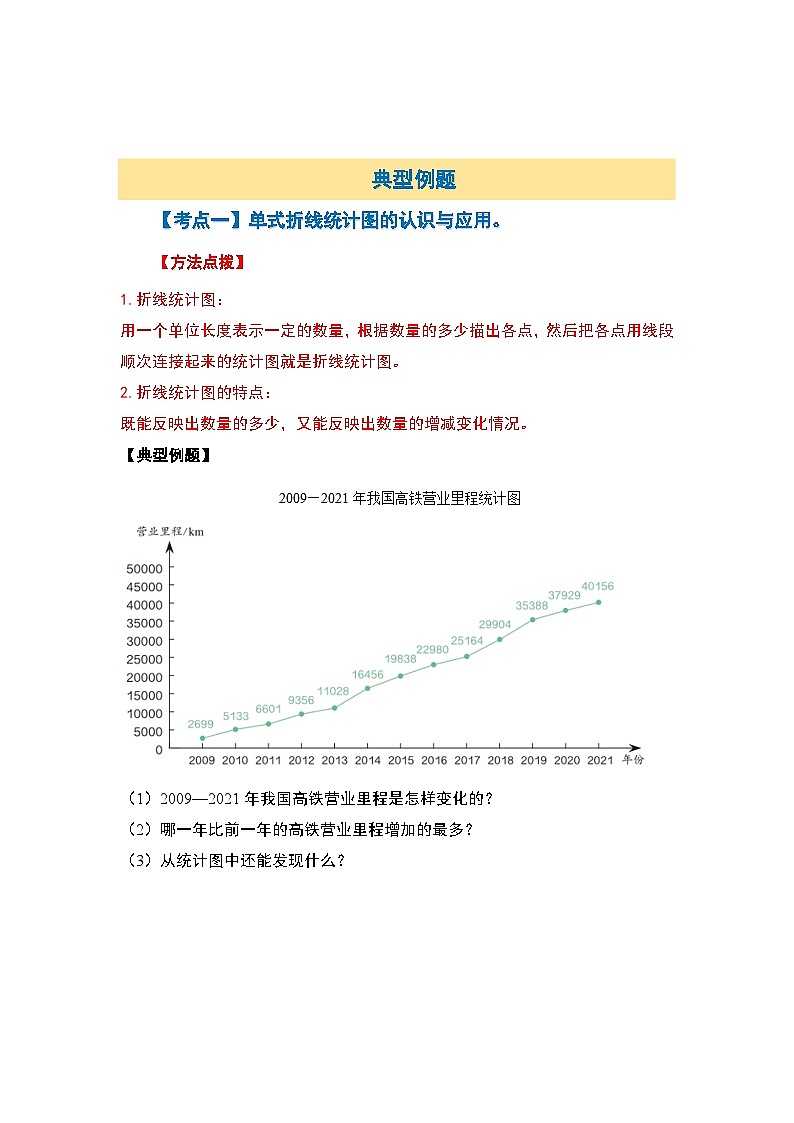 苏教版五年级数学下册典型例题第二单元折线统计图【八大考点】(原卷版+解析)第3页