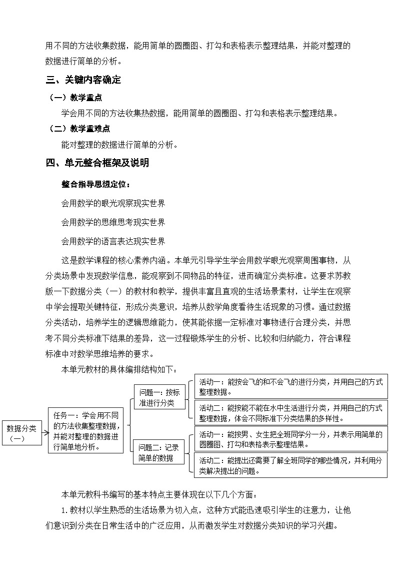 苏教版新版一下《数据分类（一）》单元整体设计第2页