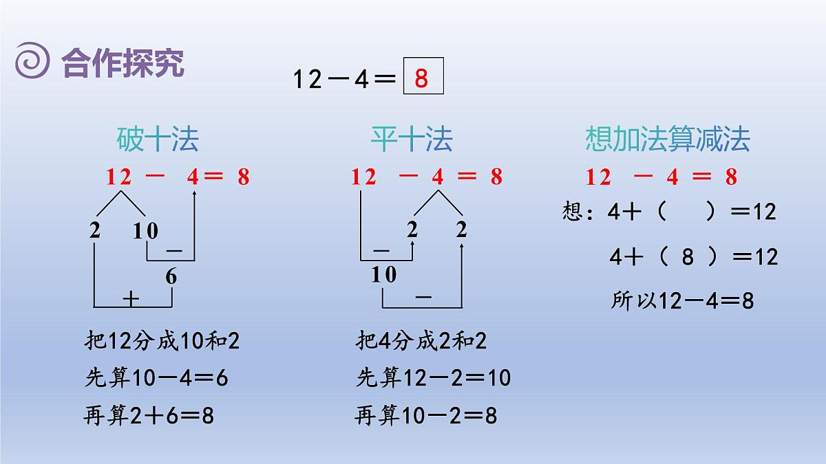 人教版（2024）一年级数学下册二20以内的退位减法4.十几减5432课件第5页