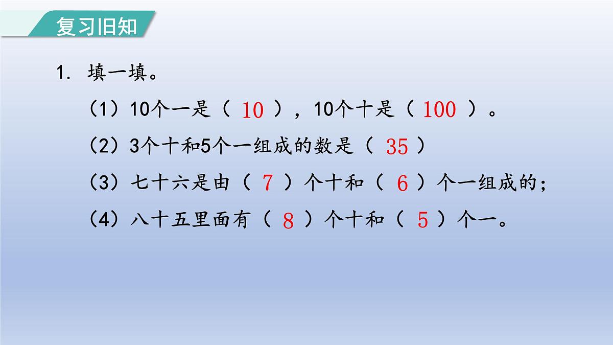 人教版（2024）一年级数学下册三100以内数的认识2.读数和写数课件第2页