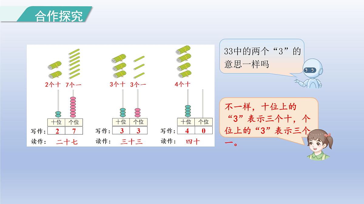 人教版（2024）一年级数学下册三100以内数的认识2.读数和写数课件第5页
