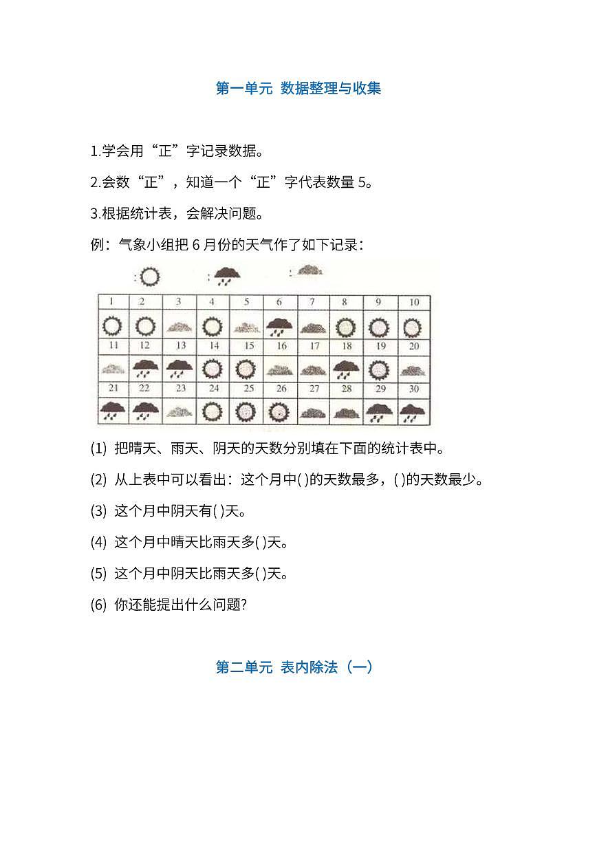 人教版2年级数学下册期中知识点1-4单元第1页