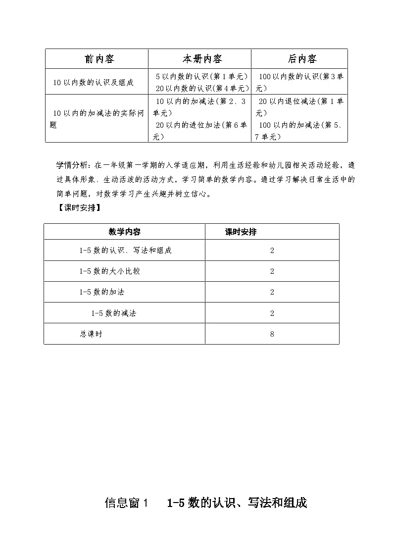 第一单元快乐的课堂一一1~5数的认识和加减法-教学设计2024-2025年度青岛版数学一上第3页