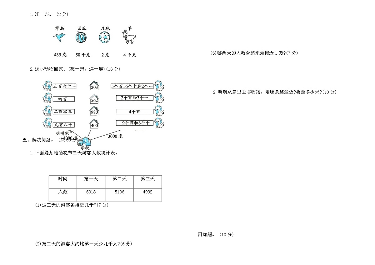 人教版二年级数学下册专项过关检测密卷2（含答案）第2页