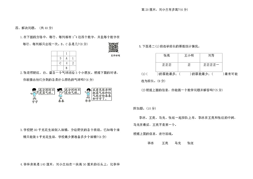 人教版二年级数学下册期末易错题培优卷（含答案）第2页