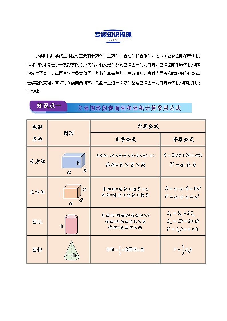 2025学年小升初数学复习讲义(通用版)专题16《组合图形的表面积和体积》（教师版）(1)第2页