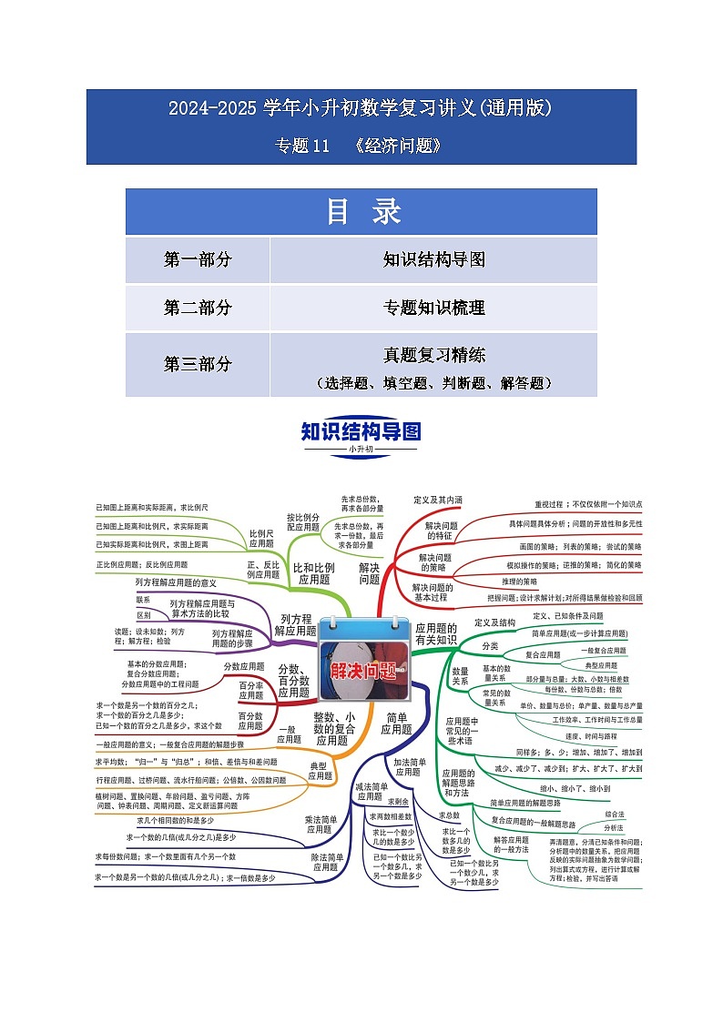 2025学年小升初数学复习讲义(通用版)专题11《经济问题》（教师版）第1页