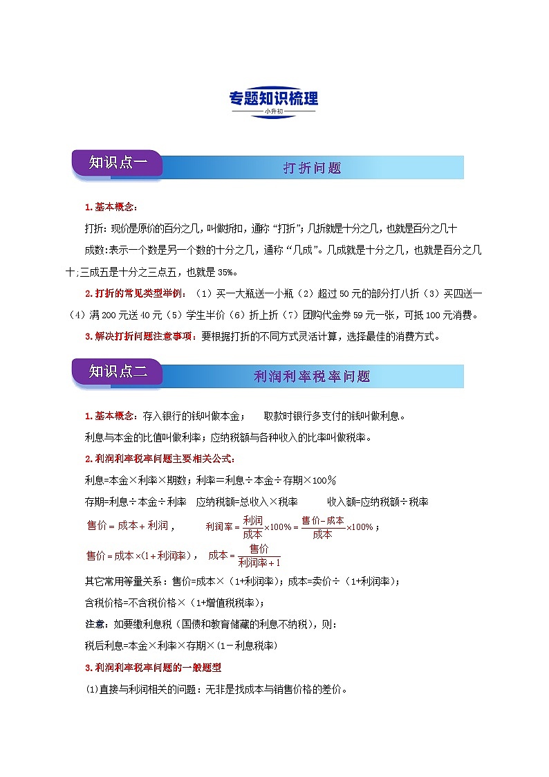 2025学年小升初数学复习讲义(通用版)专题11《经济问题》（教师版）第2页