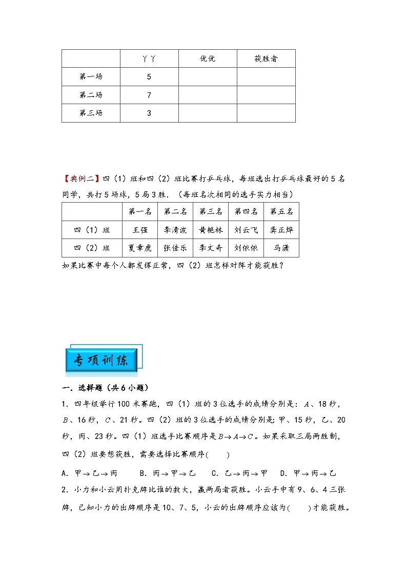 （计数问题专项讲义）专题7 田忌赛马问题-小升初数学模块化思维提升（学生版）（通用版）第2页