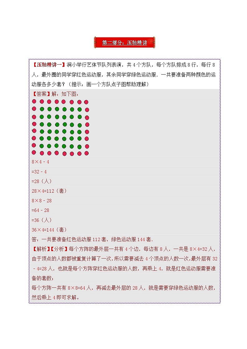 2025年小升初数学压轴应用题精讲精练讲义（通用版）（第21讲：方阵问题）（教师版）第2页