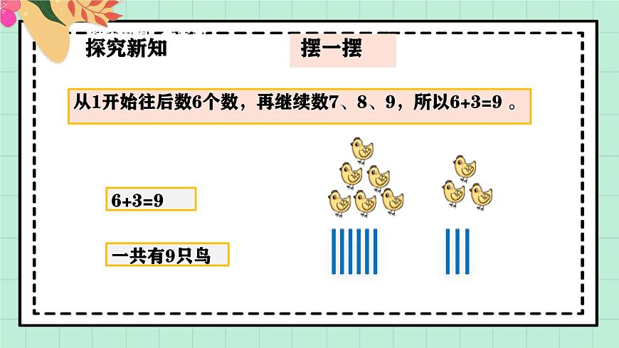 西师大版一年级上册数学第二单元（认识加法）4《 一共有多少只鸟？》课件pptx第7页