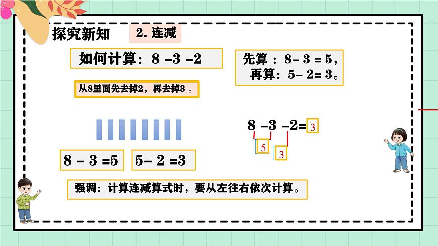 西师大版一年级上册数学第二单元《连加连减与混合运算》3《快乐的小鸟》第7页