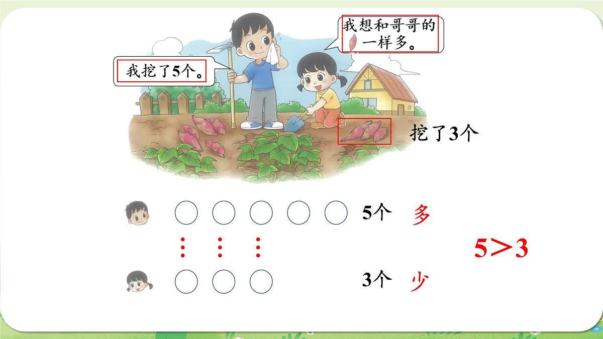 2024年北师大版数学一年级上册第四单元10以内数加与减第8课时挖红薯课件第4页