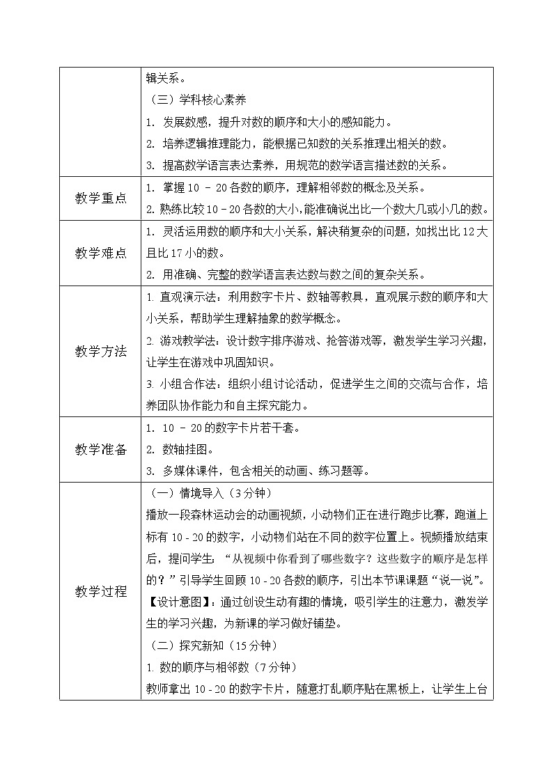 西师大版一年级上册数学第四单元《认识10~20》7《 说一说》教案第2页