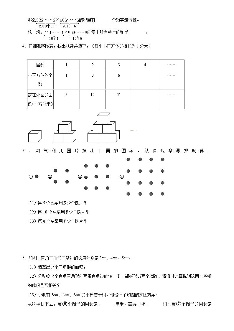 小升初探索规律特训卷（专项突破）-小学数学六年级下册苏教版-A4第2页