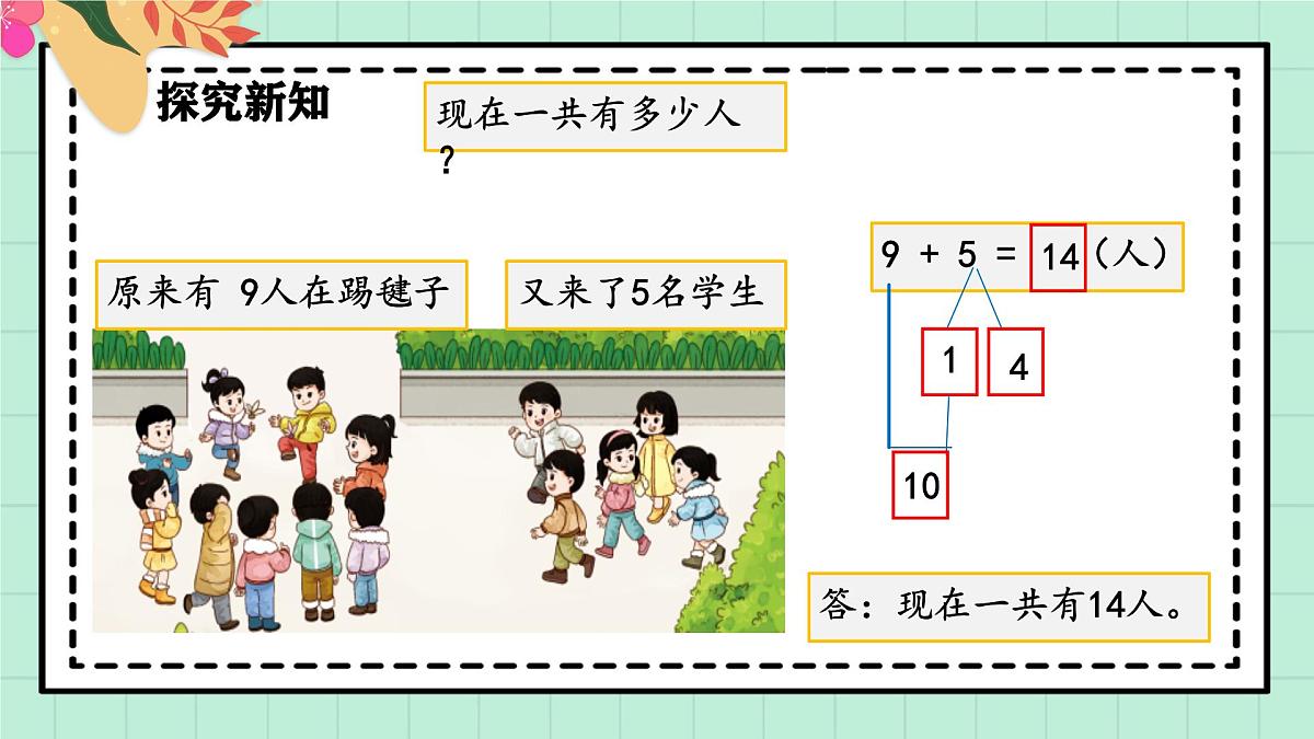 西师大版一年级上册数学第五单元（20以内的进位加法）5《进位加法-提出一个数学问题并解答》课件第6页