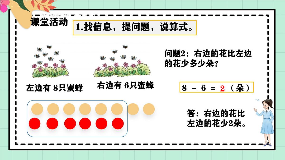 西师大版一年级上册数学第五单元（20以内的进位加法）5《进位加法-提出一个数学问题并解答》课件第8页