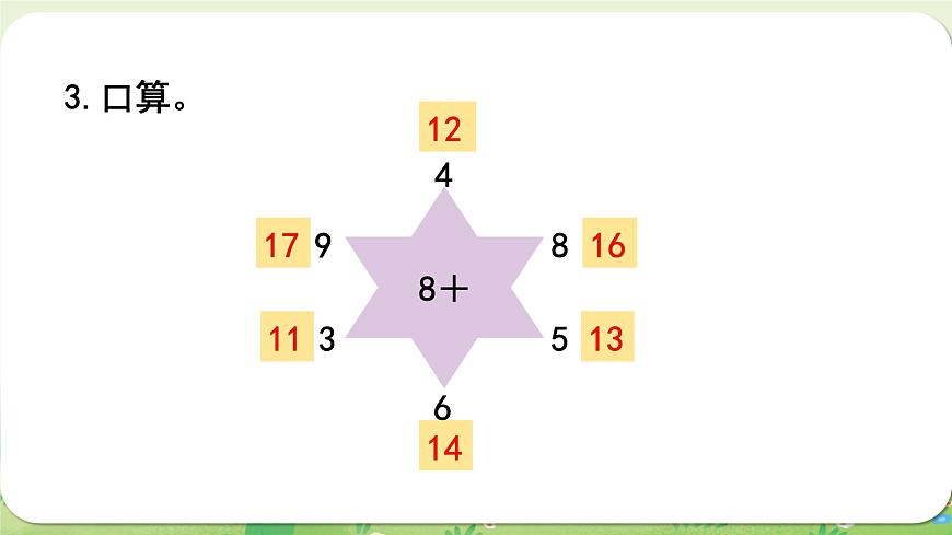 西师大版（2024）一年级数学上册第五单元20以内的进位加法 练习十四课件第4页