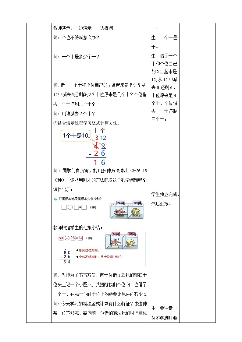 青岛版新版一下5.4《两位数减两位数（退位）》（教案）第3页