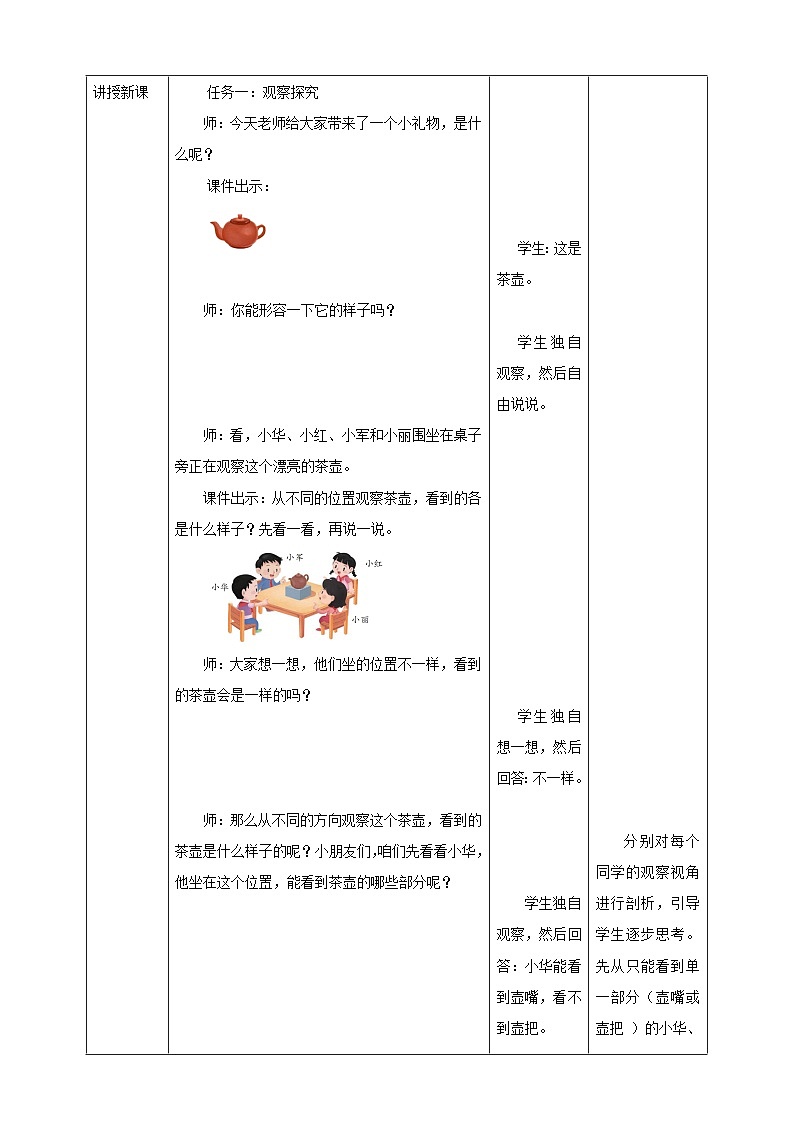 苏教版新版一下7.1《从不同的位置观察同一物体》（教案）第3页